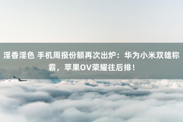 淫香淫色 手机周报份额再次出炉：华为小米双雄称霸，苹果OV荣耀往后排！