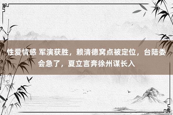 性爱情感 军演获胜，赖清德窝点被定位，台陆委会急了，夏立言奔徐州谋长入