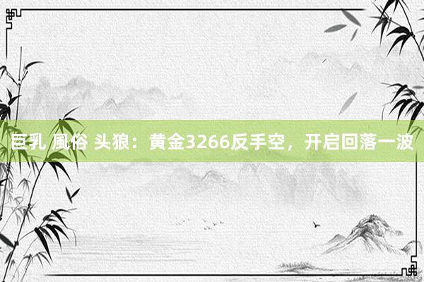 巨乳 風俗 头狼：黄金3266反手空，开启回落一波
