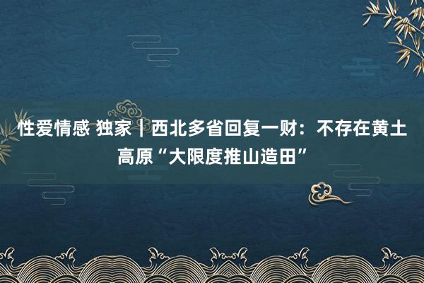 性爱情感 独家｜西北多省回复一财：不存在黄土高原“大限度推山造田”
