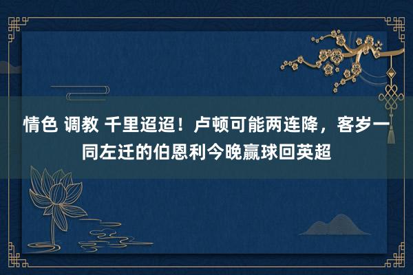 情色 调教 千里迢迢！卢顿可能两连降，客岁一同左迁的伯恩利今晚赢球回英超