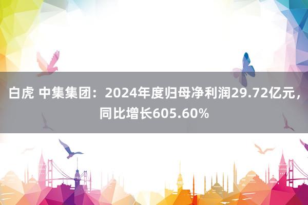 白虎 中集集团：2024年度归母净利润29.72亿元，同比增长605.60%