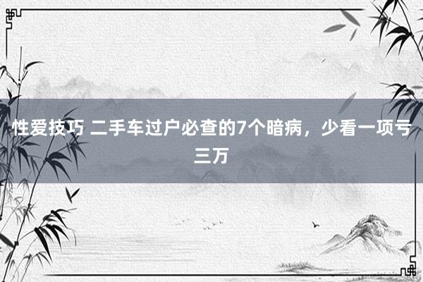 性爱技巧 二手车过户必查的7个暗病，少看一项亏三万